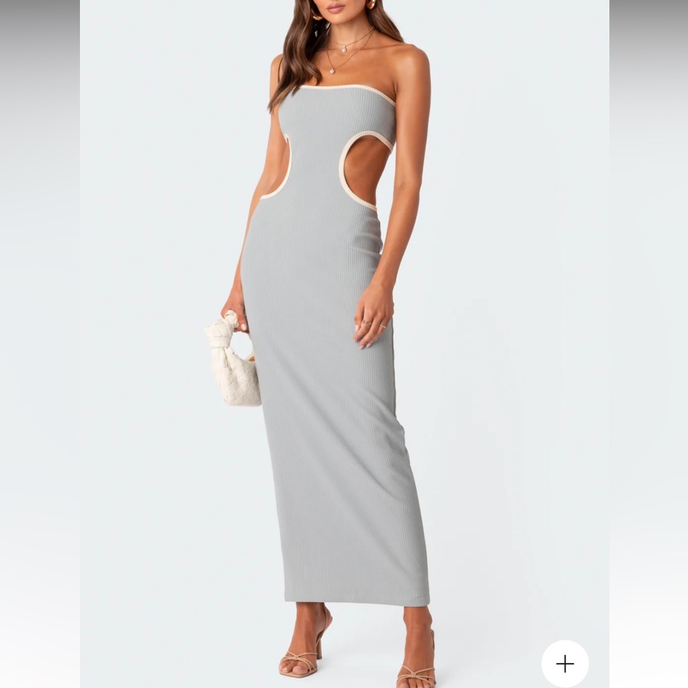 Edikted Michelle Ribbed Cut out Maxi Dress